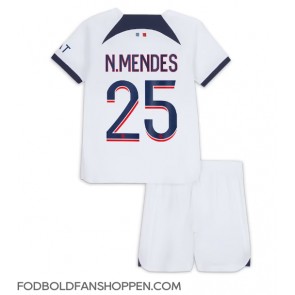 Paris Saint-Germain Nuno Mendes #25 Udebanetrøje Børn 2023-24 Kortærmet (+ Korte bukser)